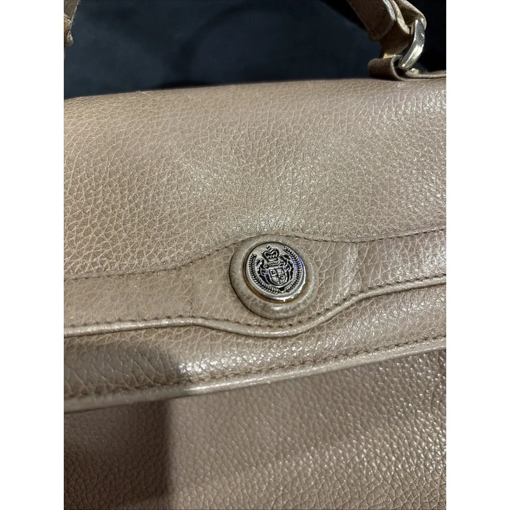 Vintage Liz Claiborne Beige pebbled leather top-handle satchel 90's Classic